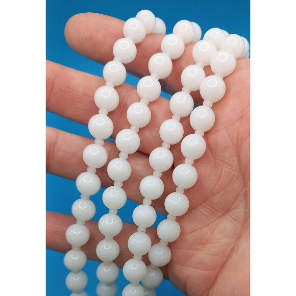 Stanley Hagler Ian St Gielar White Bead Frosted Glass flower w/Crystals Necklace - Picture 7 of 10